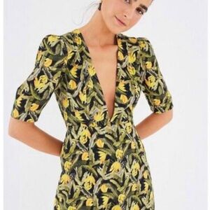 FARM Rio Mini Banana Deep V Linen Dress